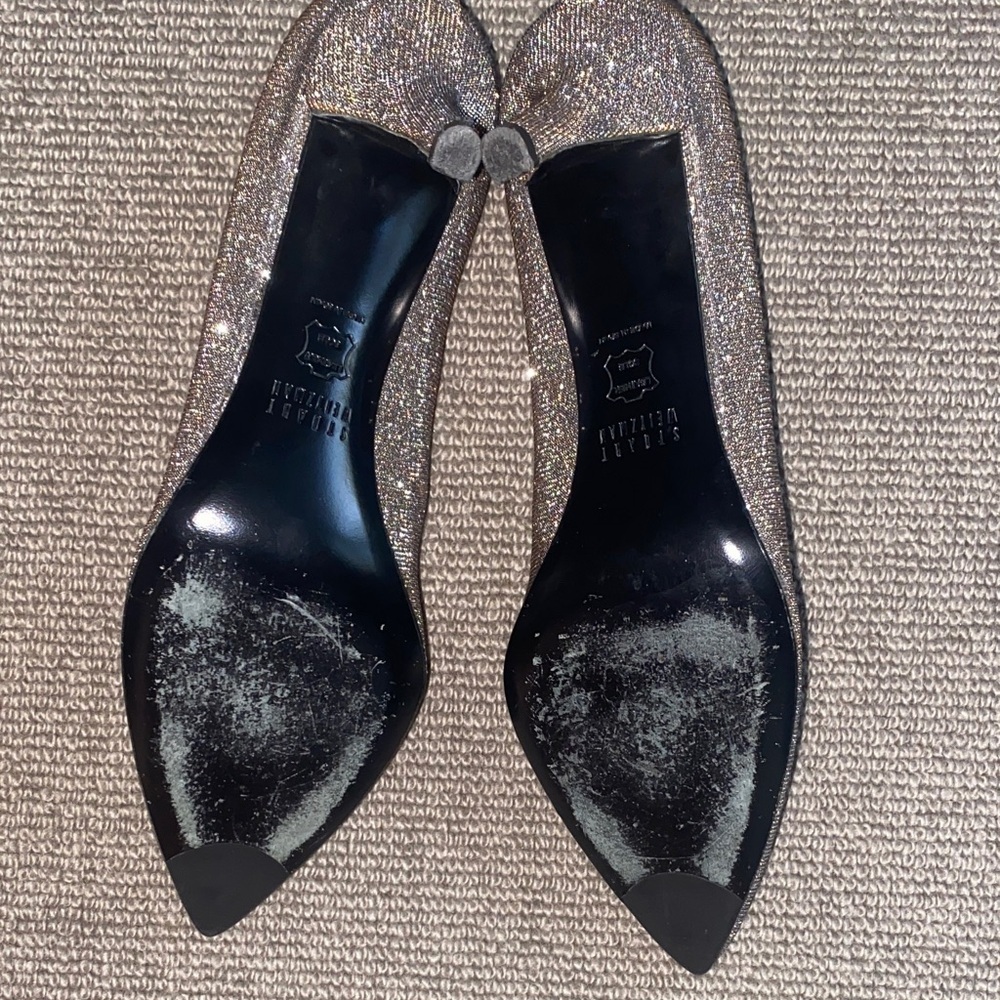 Stuart Weitzman Women's Sparkling Gold/Silver Heels sz 9 - Picture 10 of 13